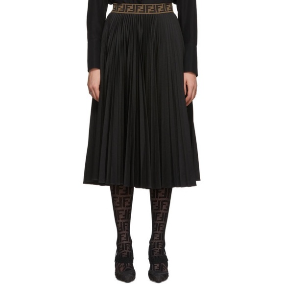 Fendi Black Forever Fendi Pleated‎ Skirt